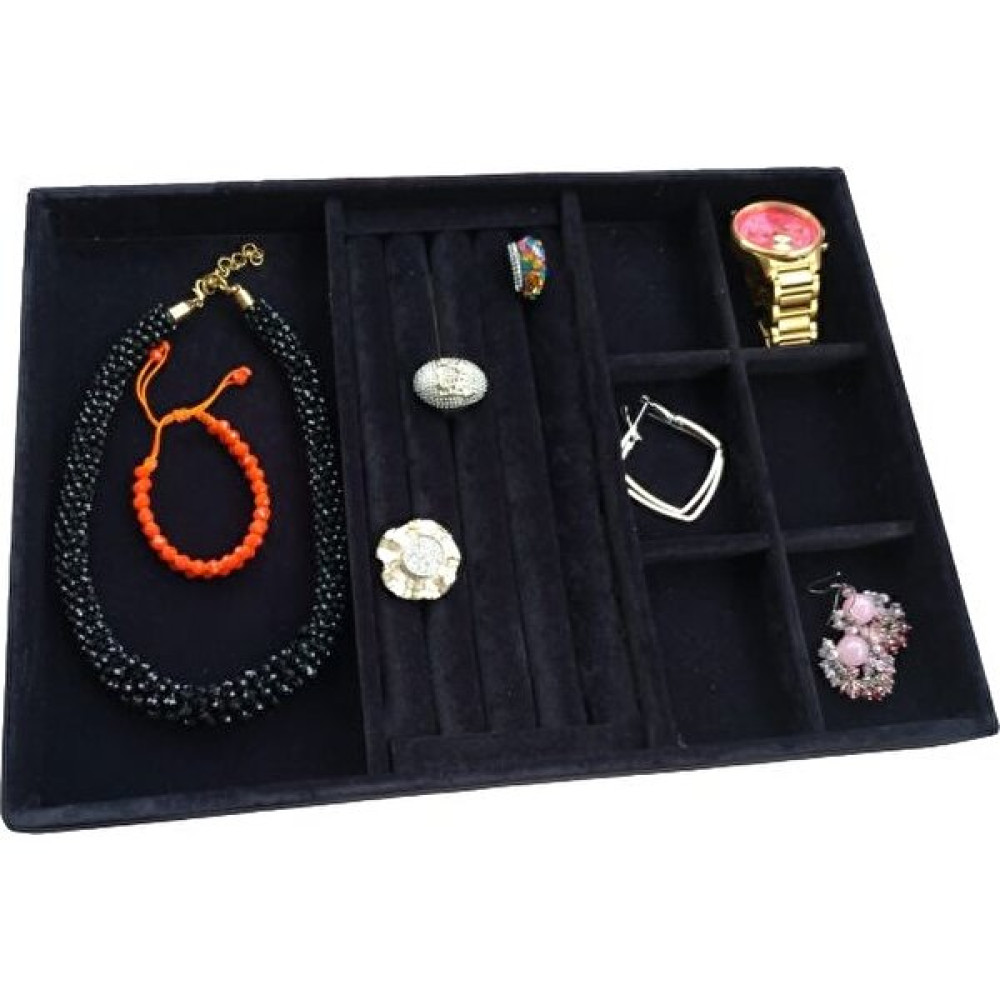 Aydın Dekor Yeni Süet Siyah Yüzük-Küpe-Bileklik-Kolye Takı Kutusu - 35 x 25 cm Eşya Saklama Kutusu Fiyatı