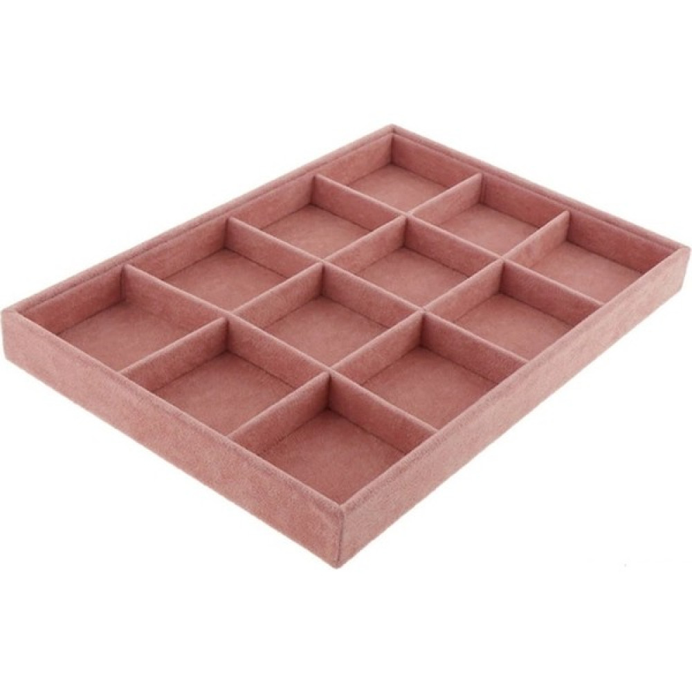 Aydın Dekor Yerli Süet Pembe 12 Bölmeli Takı Servis Tablası (Aydındecor) Eşya Saklama Kutusu Fiyatı