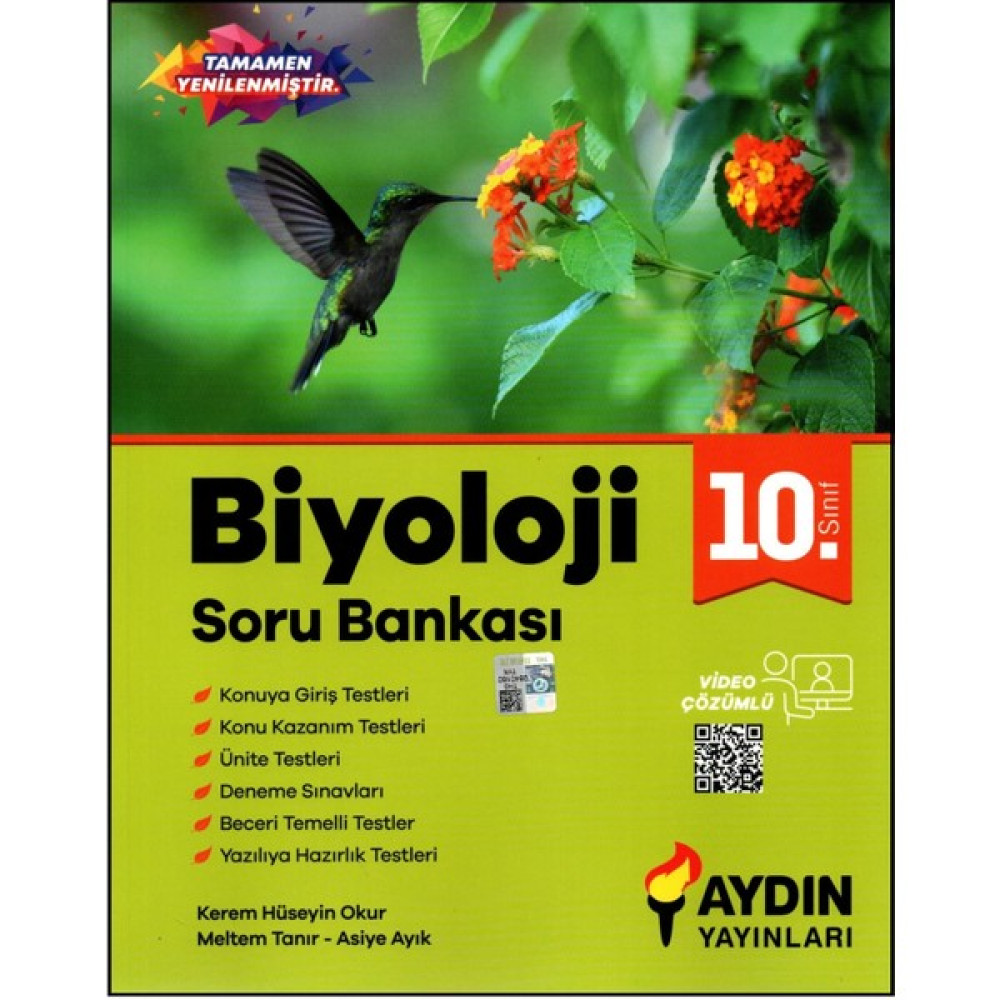  Aydın Yayınları 10. Sınıf Biyoloji Soru Bankası Kaynak Kitapları Fiyatı