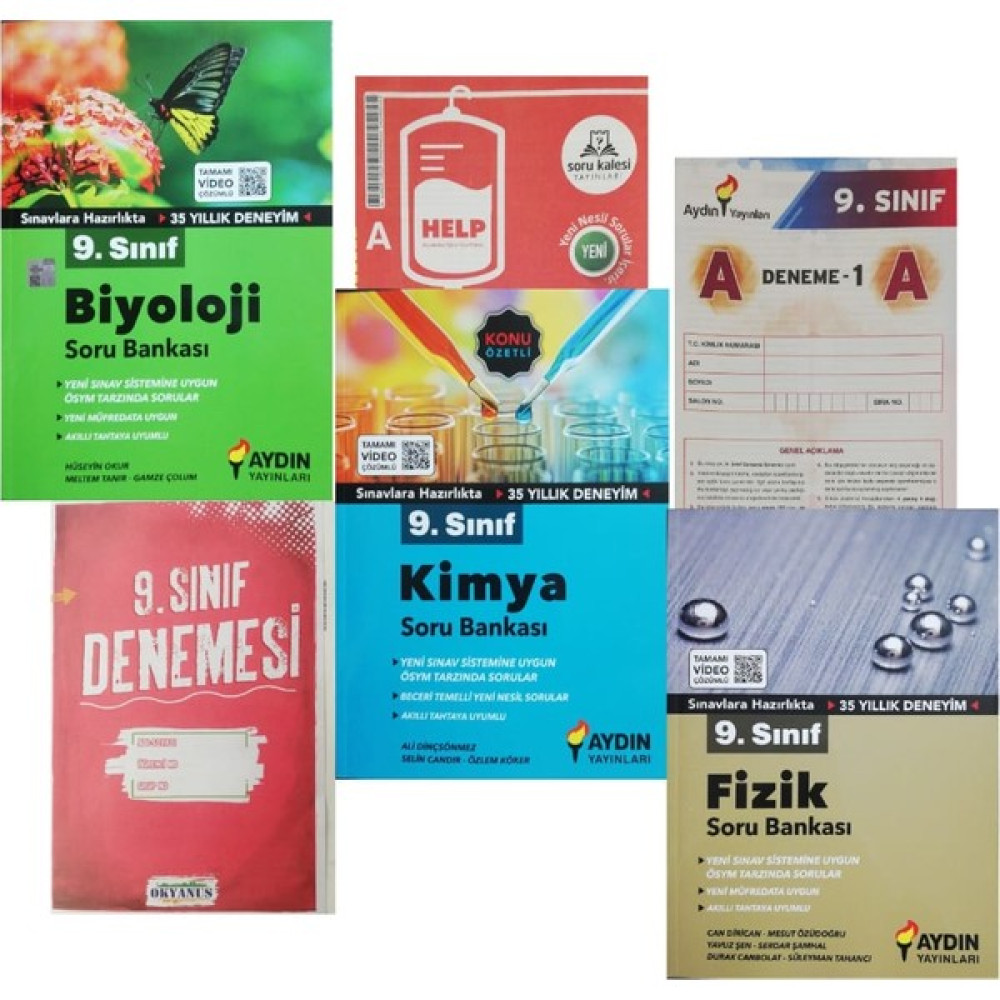 Aydın Yayınları 9. Sınıf Fizik+Kimya+Biyoloji Set-(Aydın+Soru Kalesi+Okyanus Deneme ) Tüm Dersler Fiyatı