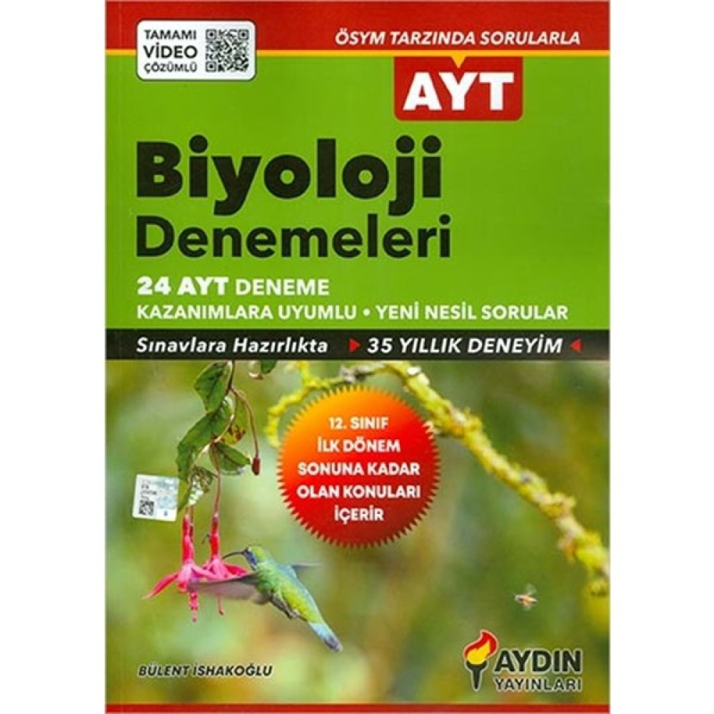 Aydın Yayınları Aydın 2023 AYT 1.dönem Biyoloji 24 Deneme Ders Sınav Kitapları Fiyatı