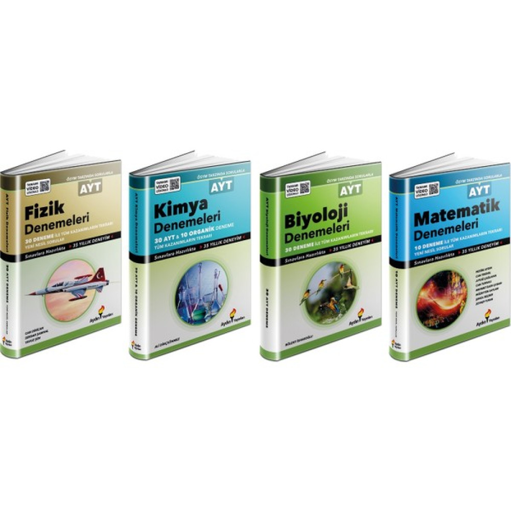 Aydın Yayınları AYT Fizik-Kimya-Biyoloji-Matematik Branş Deneme Seti 4 Kitap Ders Sınav Kitapları Fiyatı