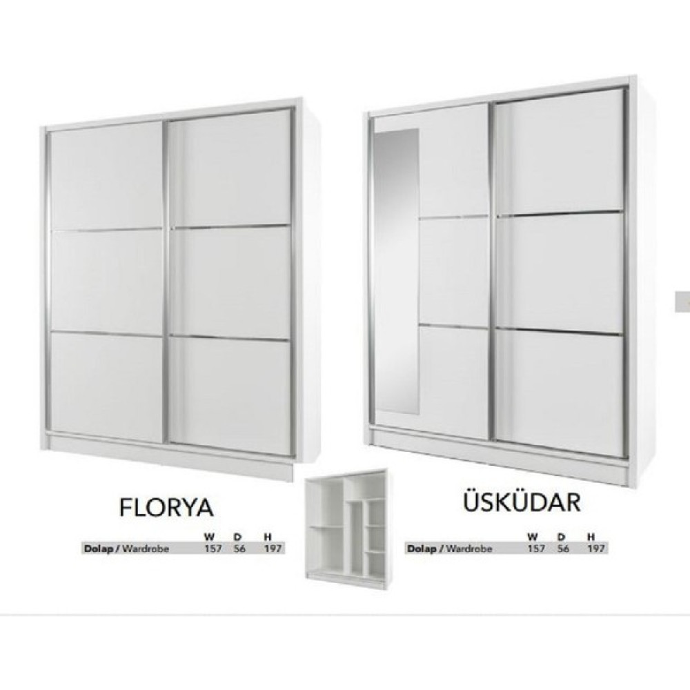 Aydınev Florya Sürgülü Dolap - Beyaz Gardrop & Dolap Fiyatı