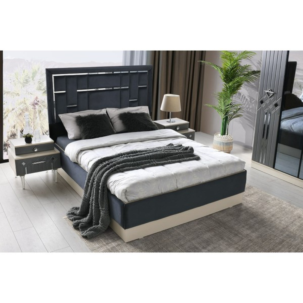 Aydınev Lion Mdf Bazalı Karyola ve Başlık - Antrasit - 160 x 200 cm Karyola Fiyatı