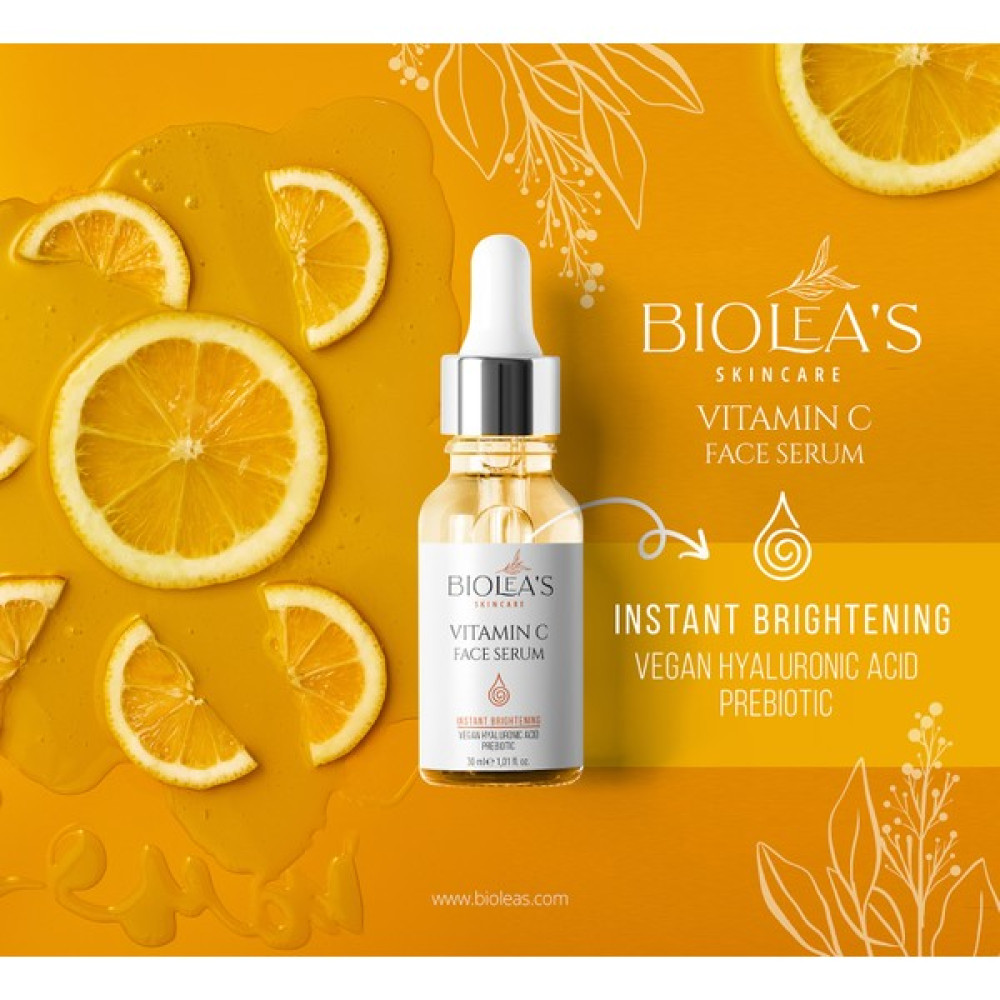 Aydınlatıcı,renk Tonu Eşitleyici Yüz Bakım Serumu C Vitamini+Prebiyotik+Vegan Hyalüronik Asit 30 ml Leke Kremi Fiyatı
