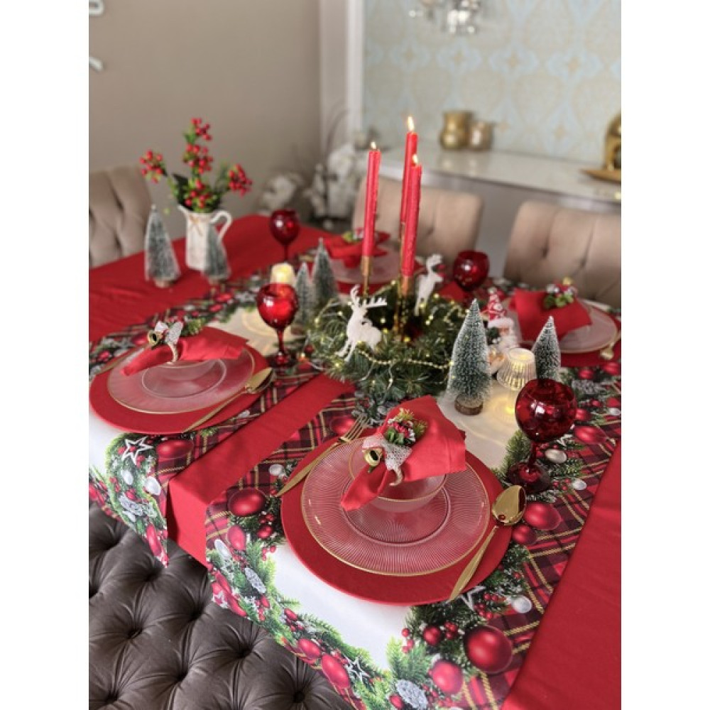 Aydizaynn Yılbaşı Gümüş Top Desen Ranır Noel Sofra Newyear Dekor Masa - 43 x 133 cm - Beyaz Masa Örtüsü Fiyatı