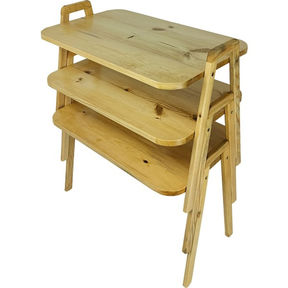 Ayfiwood Masif Ahşap 3 Lü Zigon Sehpa 60 x 38 cm Servis Sehpası A60-S3 - Ceviz Zigon Sehpa Fiyatı
