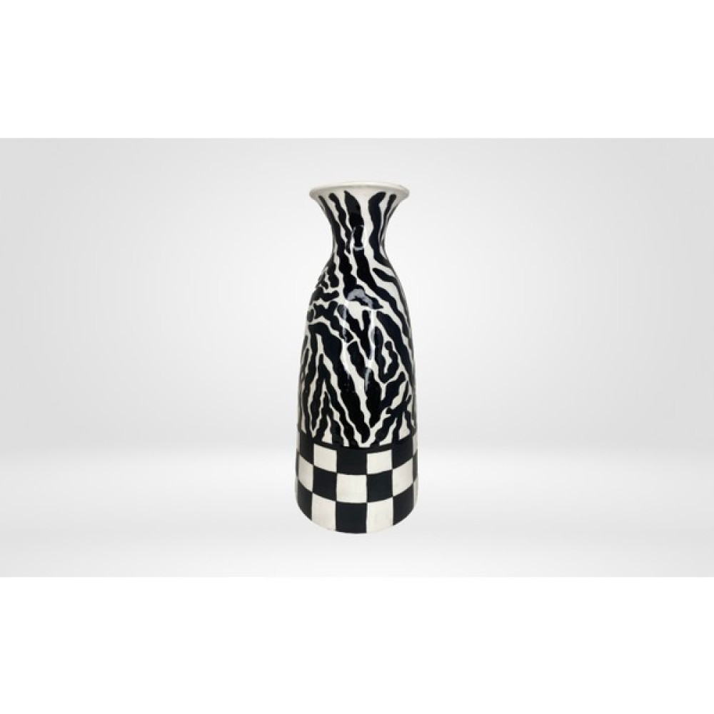 Aygen Creative Art Handmade Seramik Çini Zebra Desenli Tasarım Büyük Vazo - Beyaz - Siyah Vazo Fiyatı
