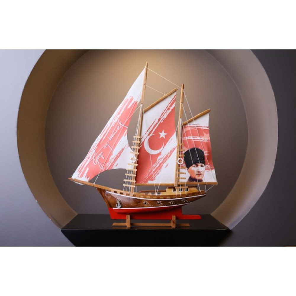 Ayhan Kotra Ahşap Gemi Atatürk Temalı Gemi Maketi Ev ve Ofis Aksesuarı ve Hediyesi Maket Fiyatı