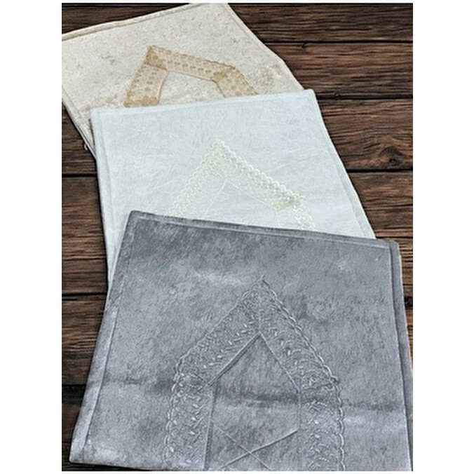 ayhanhome 3 Adet Kadife Fransız Güpürlü Işlemeli Çeyizlik Gelin Seti Seccadesi - 70 x 120 cm - Çok Renkli Seccade Fiyatı