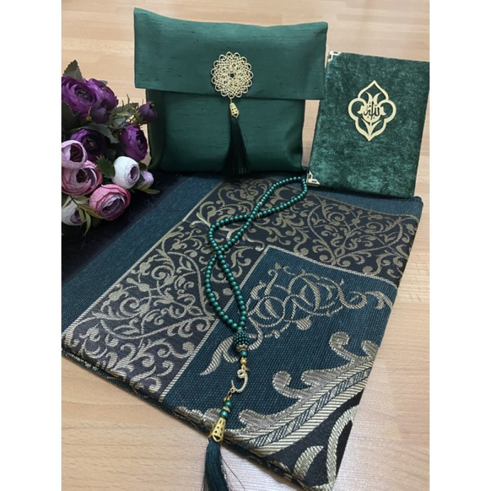 Ayhanhome 4’lü Şantuk Çantalı Hediyelik Çeyizlik Seccade Seti - 70 x 110 cm - Yeşil Seccade Fiyatı