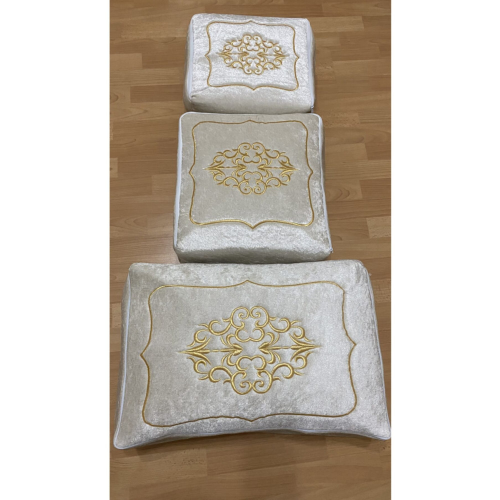 AYHANHOME Çeyizlik Kadife Gold Işlemeli 3lü Cappuccino Bohça Nişan Gelin Damat Hurcu Hurç Fiyatı