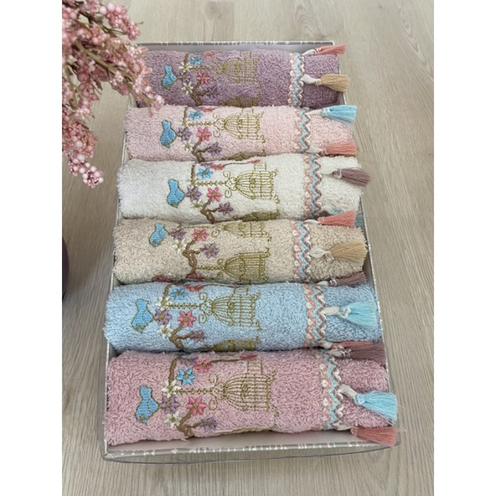 Ayhanhome Pamuklu Kafes Nakışlı Püsküllü 6'lı 30 x 50 cmKutulu Mutfak Havlu Seti - Renkli - 30 x 50 cm El / Yüz Havlusu Fiyatı