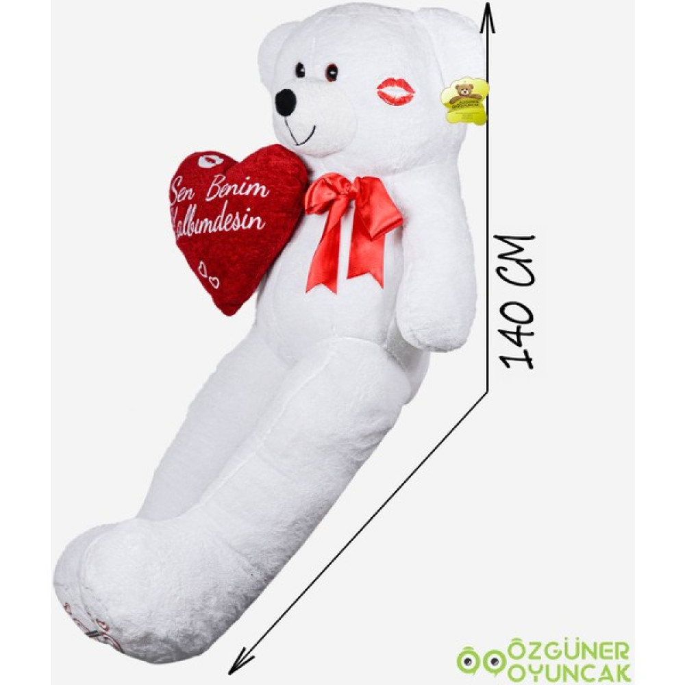 Ayıcı Oyuncak Sevgililer Günü 140 cm Kalpli Sevimli Peluş Ayıcık - 010 - Beyaz Peluş Oyuncaklar Fiyatı