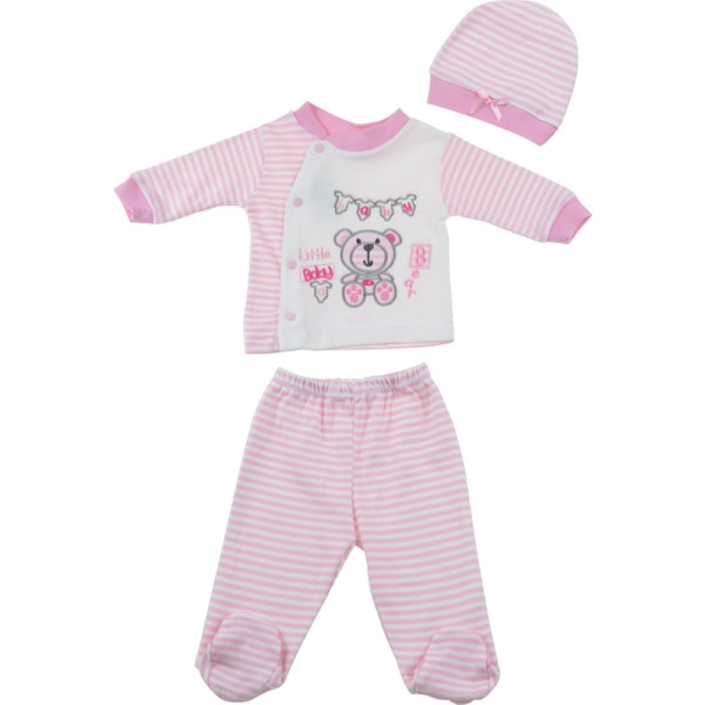 Ayılı Çizgili Pembe Zıbın Bebek Giysi Takım Fiyatı