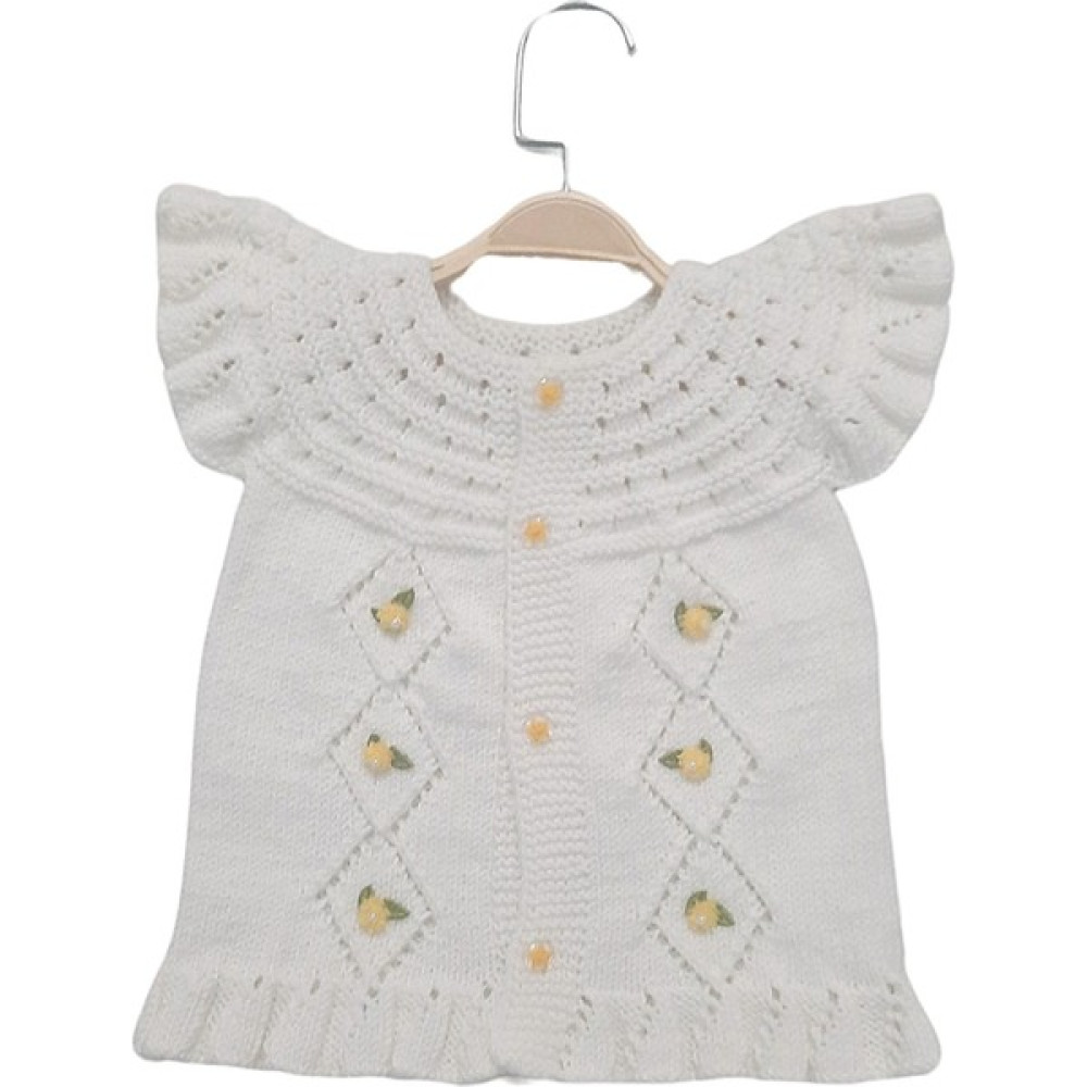 Aykır-I Bebe El Örgüsü Çiçekli Bebek Yeleği Bebek Yeleği Fiyatı