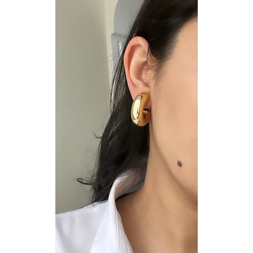 Aylizsa Kalın Balon Halka Gold Renk Küpe Gümüş Küpe Fiyatı