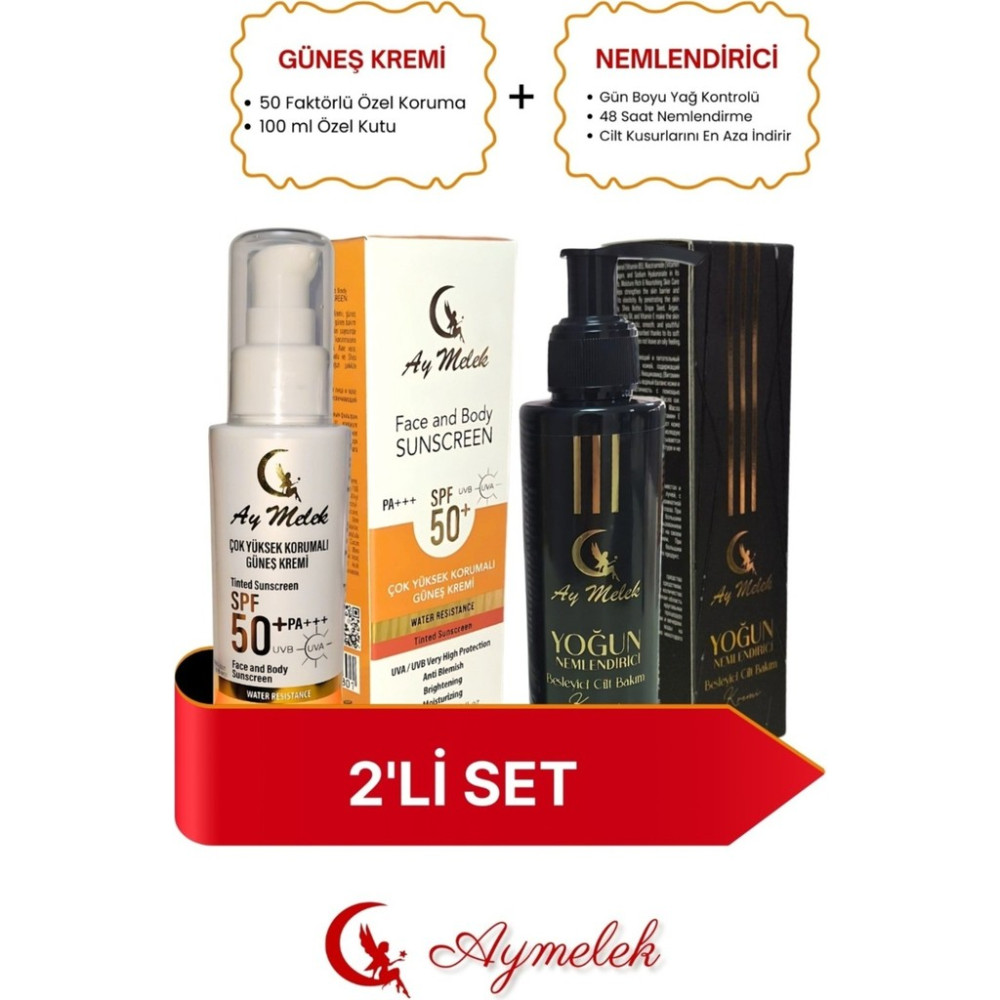 AYMELEK Nemlendirici + Güneş Kremi Yüksek Koruyuculu (150+100 Ml) Cilt Bakım Seti Diğer Fiyatı