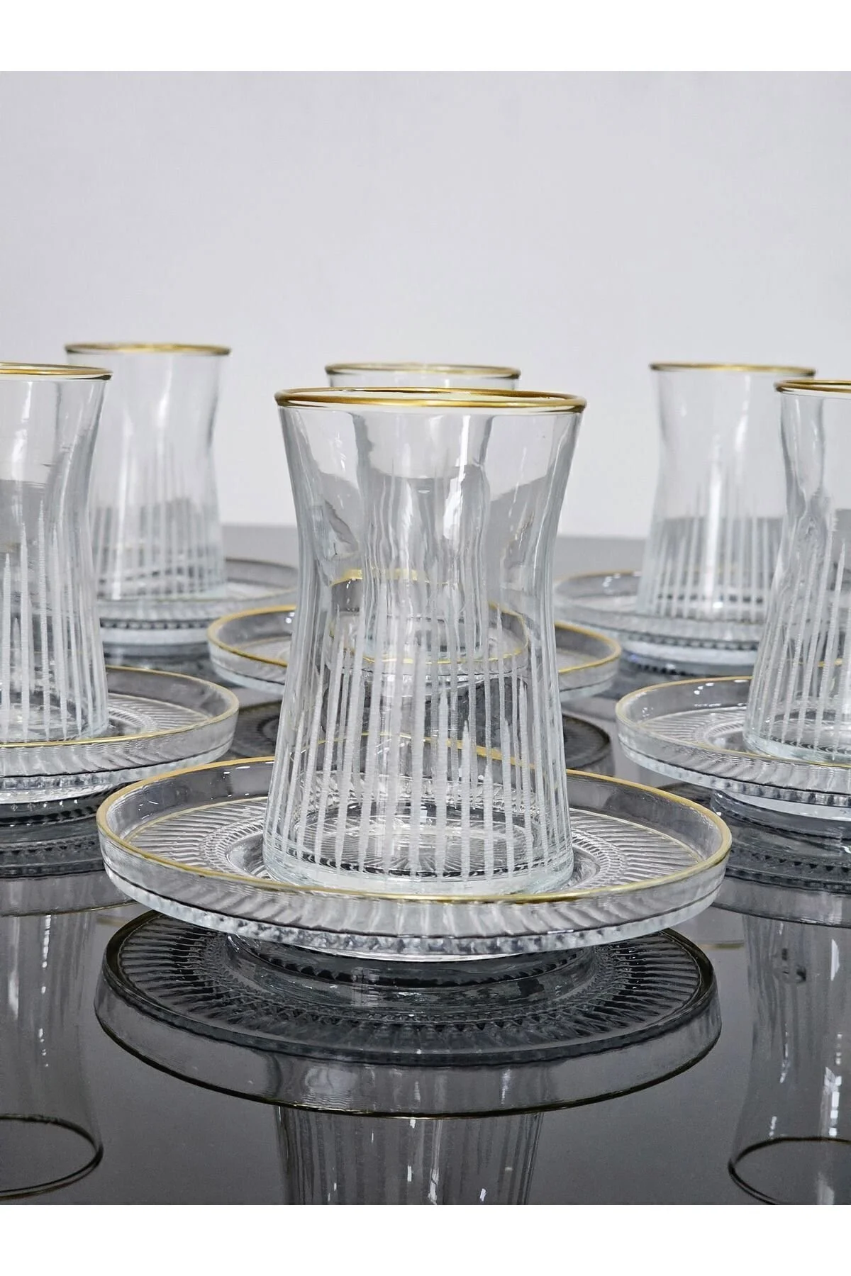 Aymin Kristal Dream Glass Çay Seti Elysia Tabaklı 12 Parça Gold Yaldızlı" Fincan / Bardak / Kahve Takımı Fiyatı
