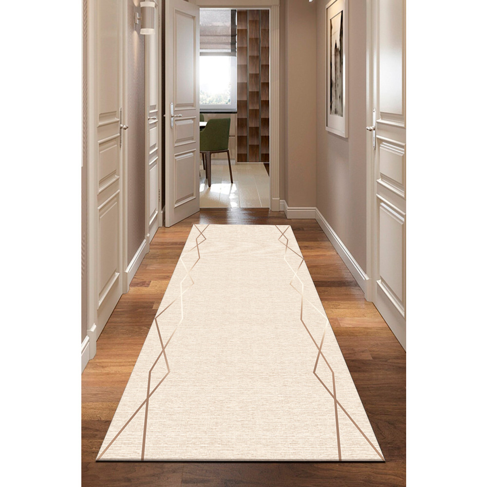 AYMİRAHOME Baskı Dört Mevsim Kaymaz Yıkanabilir Kesme Koridor Mutfak ve Oda Kesme Yolluk Halı ECO KREM 200 x 380 Beden Yolluk Fiyatı