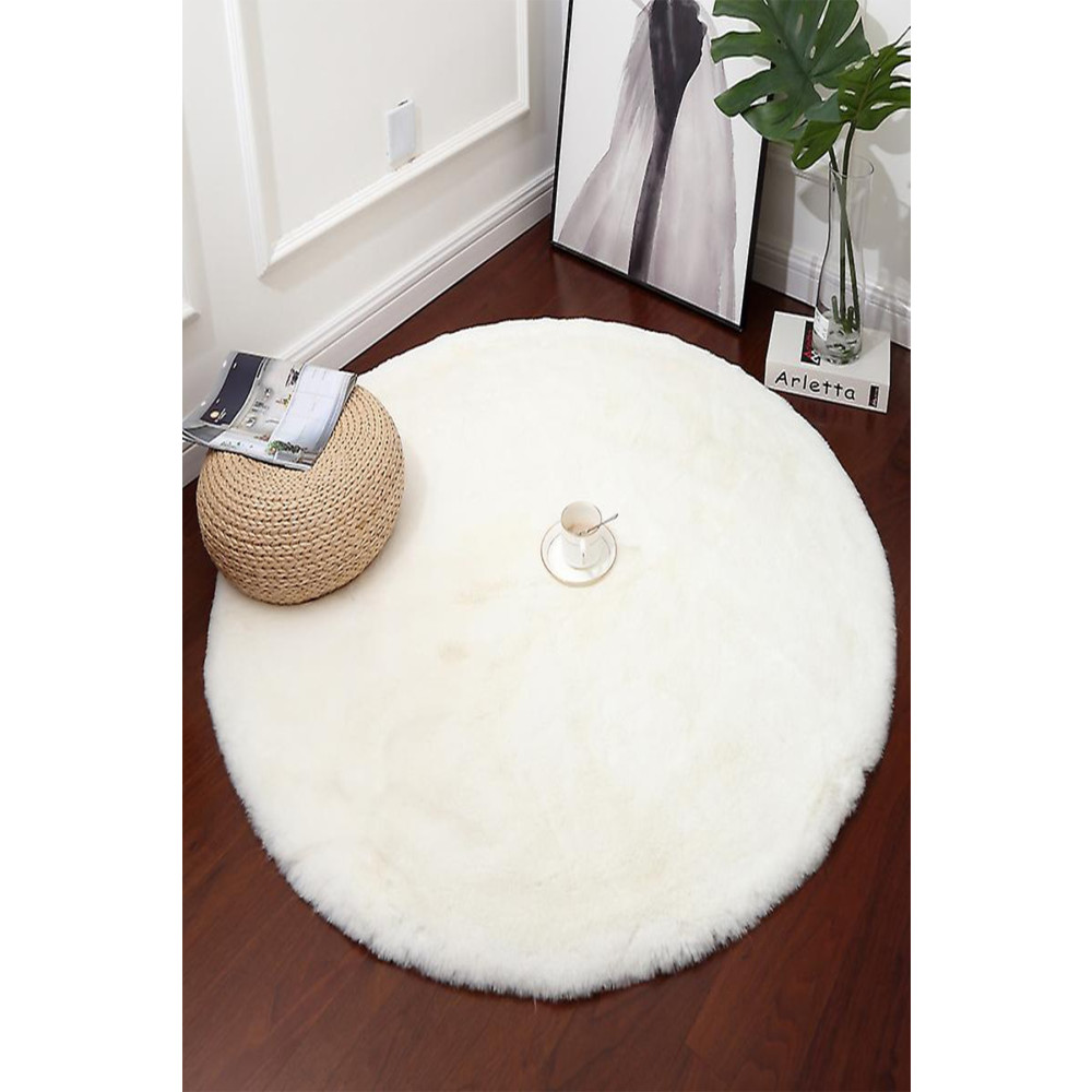 AYMİRAHOME Home Post Peluş Daire Halı Veya Dekoratif Beyaz Tüylü Yumuşak Yıkanabilir Kaymaz Taban Aym502 150 x 150 Beden Banyo Halısı Fiyatı