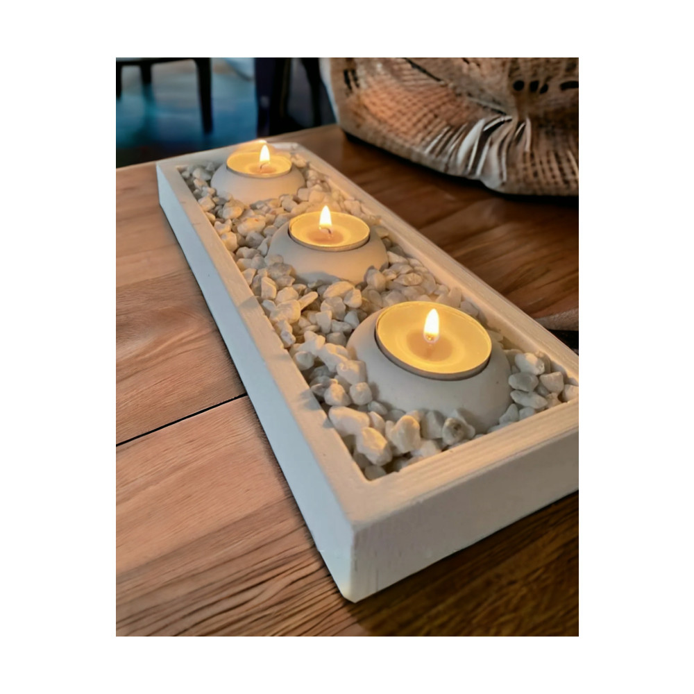 aymumi home Tabaklı Beton mumluk ve Tealight mumluk Hediyelik dekorasyon Seti Obje Fiyatı