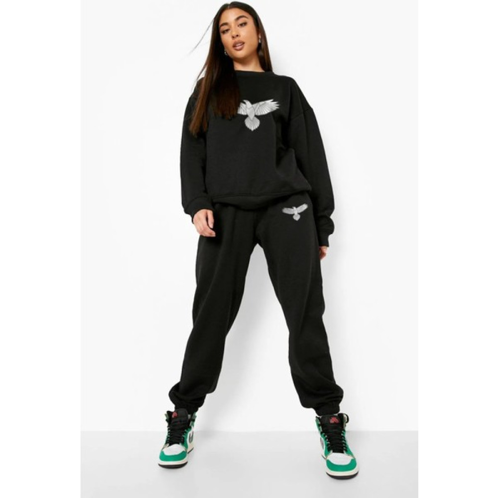 Aynew Moda Aynew Modakadın Kartal Baskılı Sweatshirt Eşofman Alt-Üst Takımı Kadın Eşofman Fiyatı