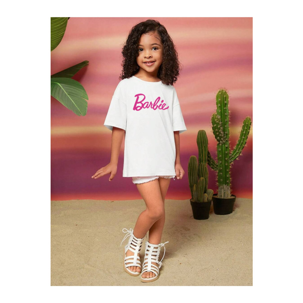 aynewmoda Barbie Baskılı Yetişkin/Çocuk T-shirt 1-2 Yaş Beden Bayan T-shirt Fiyatı