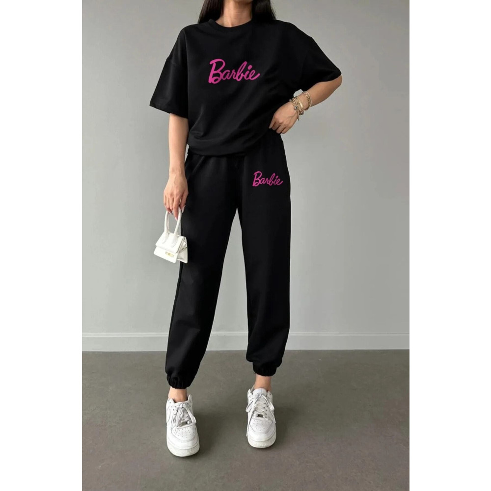 aynewmoda Kadın Barbie Baskılı Tshirt Eşofman Alt Üst Takımı XS Beden Kadın Giyim Fiyatı