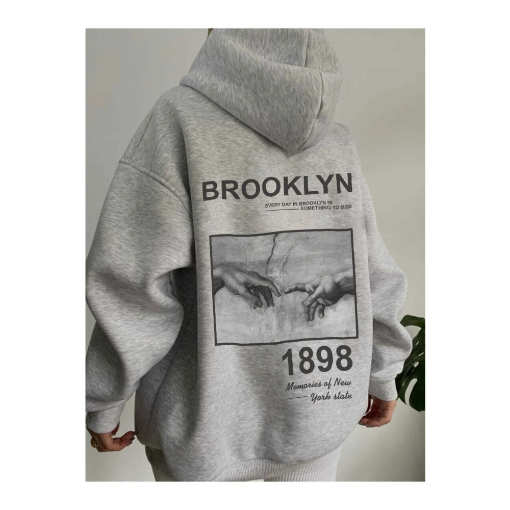 aynewmoda Sweatshirt Baskılı Kapşonlu 4XL Beden Bayan Sweatshirt Fiyatı
