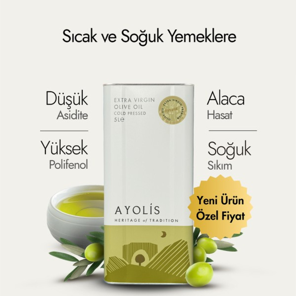 Ayolis Premium Chef Ayvalık Zeytinyağı 5 lt Yüksek Polifenollü Soğuk Sıkım Natürel Sızma Zeytinyağı Diğer Fiyatı