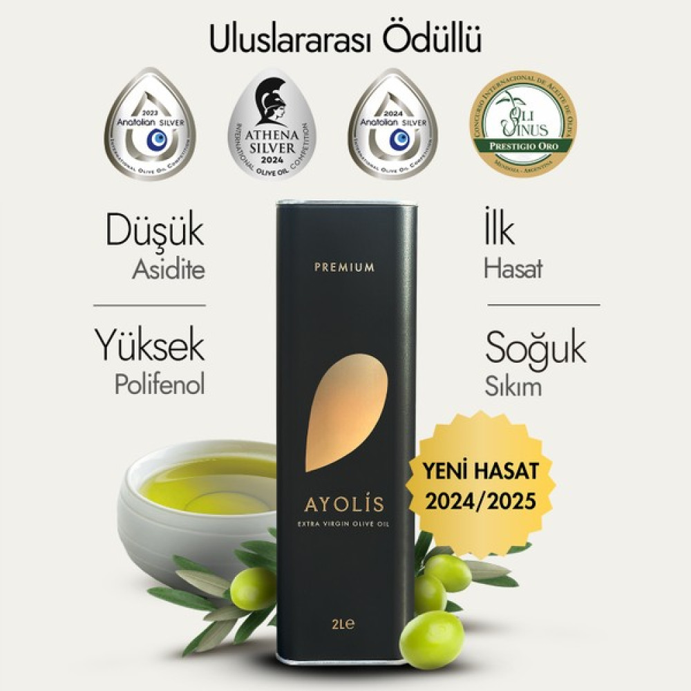 Ayolis Premium Gurme Ayvalık Zeytinyağı 2 Lt Ödüllü Yüksek Polifenollü Erken Hasat Soğuk Sıkım Natürel Sızma Zeytinyağı Diğer Fiyatı