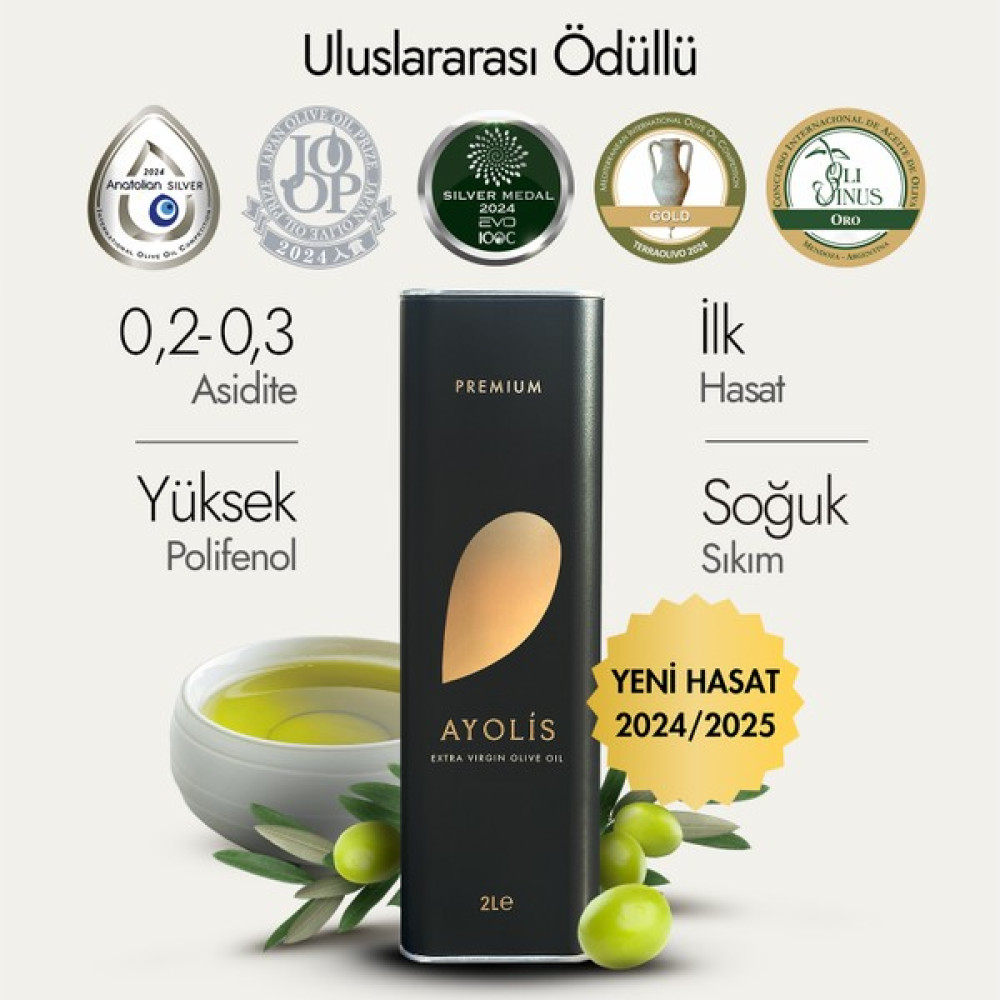 Ayolis Premium Gurme Domat Zeytinyağı 2 Lt Ödüllü Yüksek Polifenollü Erken Hasat Soğuk Sıkım Natürel Sızma Zeytinyağı Diğer Fiyatı