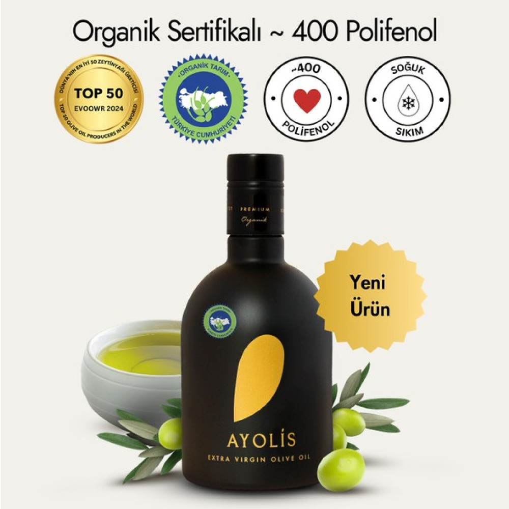 Ayolis Premium Organik Zeytinyağı 500 ml Yüksek Polifenollü Bebek Soğuk Sıkım Natürel Sızma Zeytinyağı Diğer Fiyatı