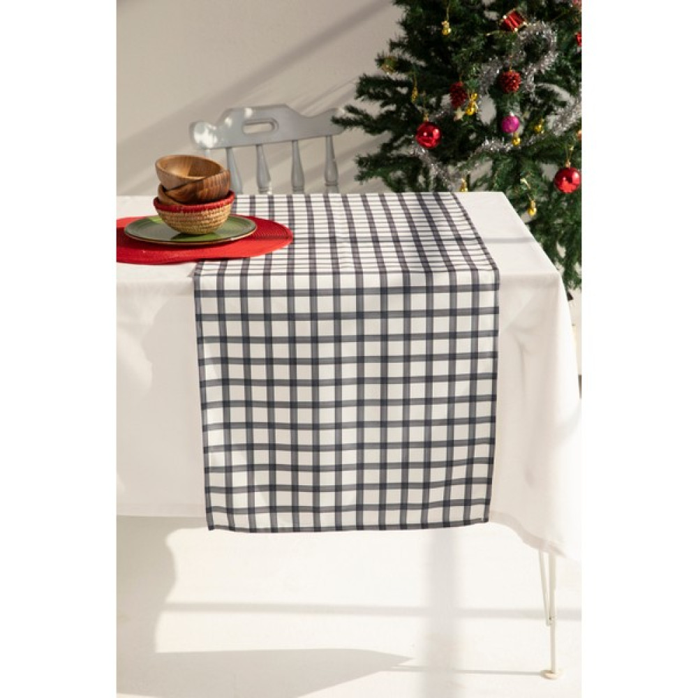 Ays Home Siyah Beyaz Kareli Runner - 45 x 145 cm Masa Örtüsü Fiyatı