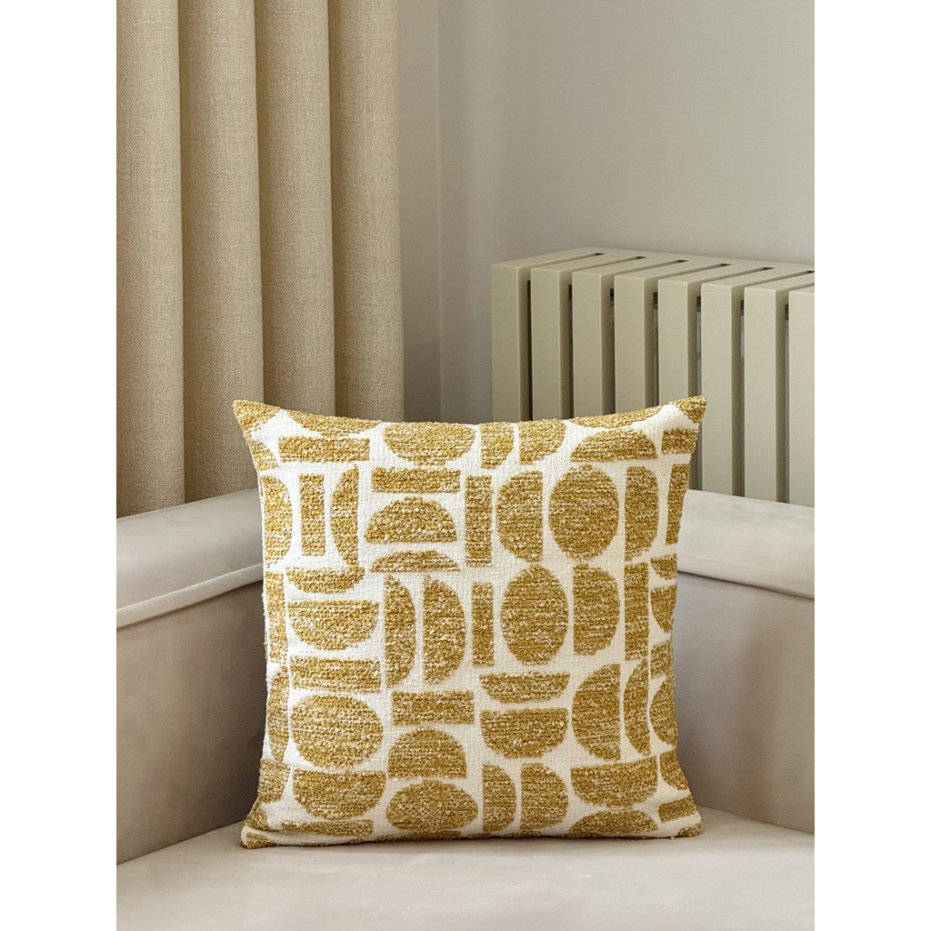 Aysa Home Decor Lunea Geometri Desenli Hardal Tekli Kırlent Kılıfı - 45 × 45 cm - Hardal - Ekru Diğer Fiyatı