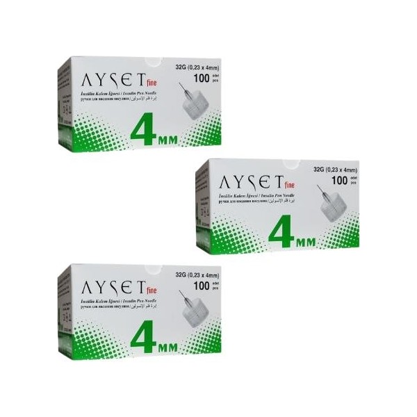 Ayset Fine 32G (0,23 x 4mm) Insülin Kalem Iğnesi 100LÜ 3 Kutu 300 Adet Kalem & Yazı Gereçleri Fiyatı
