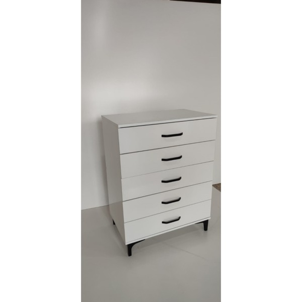 Aysima Home 5 Çekmeceli Mdf Hayglass Şifonyer - Beyaz Şifonyer Fiyatı