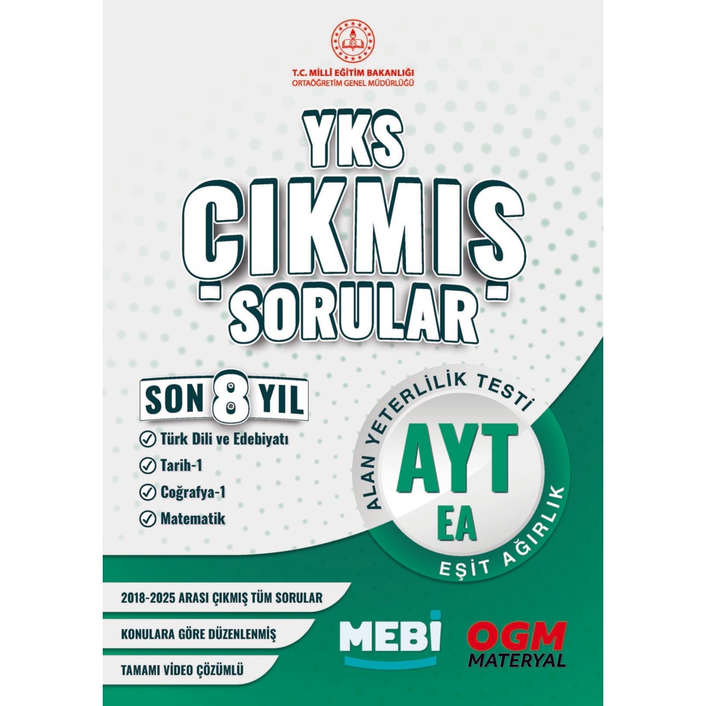 AYT-EA Çıkmış Sorular Son 8 Yıl 2018-2025 (MEB) Diğer Fiyatı