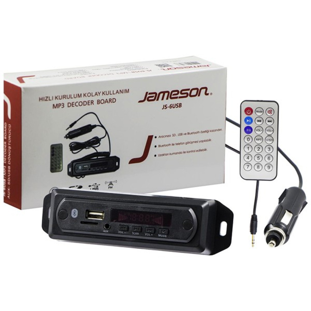 Ayt Jameson Js-6 Mikrofonlu Usb-Sd-Mmc-Aux- Bluetooth Kumandalı Oto Teyp Çevirici Dijital Player Board Oto Teypleri Fiyatı