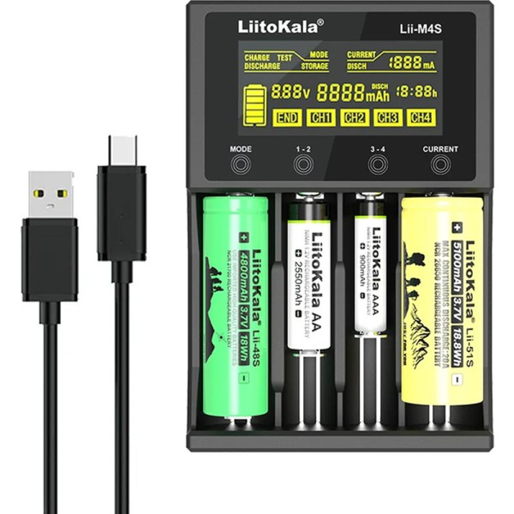 Ayt Liitokala 4 Lü Pil Şarj Cihazı Aleti LCD Ekranlı 18650 26650 14500 Aa Aaa Modellere Uyumludur Şarj Cihazları & Kitler Fiyatı