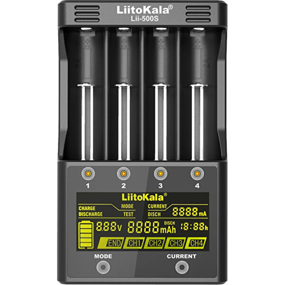 Ayt Liitokala LII-500S 4 Lü Pil Şarj Cihazı Aleti 26650 21700 18650 18350 20650 14500 Aa Aaa Modellere Uyumludur Şarj Cihazları & Kitler Fiyatı