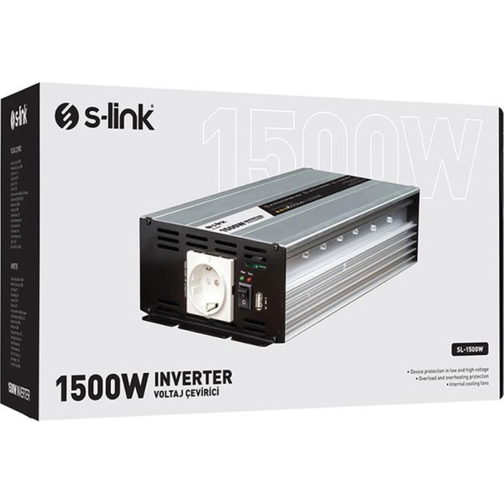Ayt S-Link SL-1500W DC12V-AC230V 1500W Inverter 12V-220V Çevirici Dönüştürücü Power Supply Fiyatı