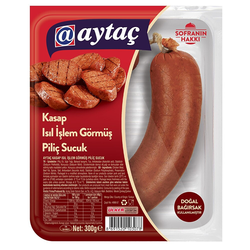 Aytaç Kasap Isıl İşlem Görmiş Piliç Sucuk 300 Gr Şarküteri Fiyatı