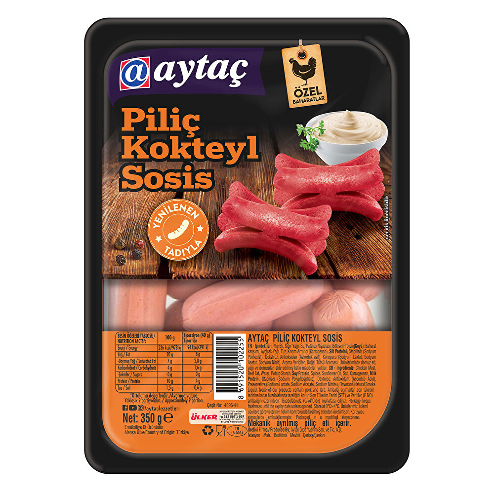 Aytaç Piliç Kokteyl Sosis 350 G Şarküteri Fiyatı