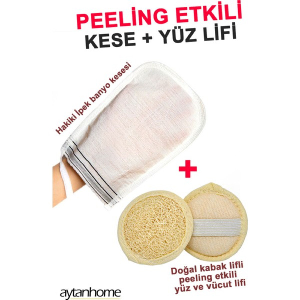 Aytan Home Hakiki Floş Ipek Banyo Kesesi, Peeling Etkili Yüz ve Vücut Lifi (Duş Hamam Seti) Vücut Bakım Setleri Fiyatı
