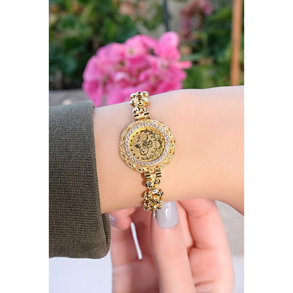 Aytek Gold Tuğralı Dorica Toplu Çerçeveli Bileklik - 23 Saat ve Bileklik Aksesuarı Fiyatı