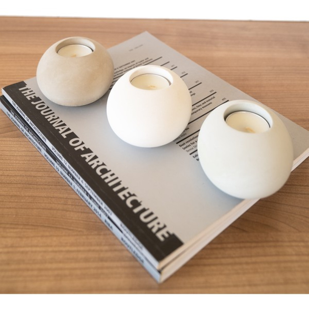 Ayveda Home 3'lü Gri, Mavi, Beyaz Taş Formlu Beton Tealight Mumluk - Gri Şamdan Fiyatı