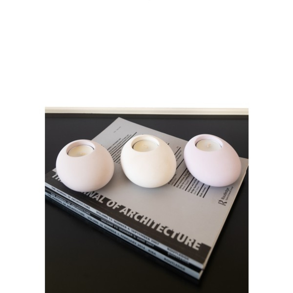 Ayveda Home 3'lü Gül, Pembe, Beyaz Taş Formlu Beton Tealight Mumluk - Pembe Şamdan Fiyatı