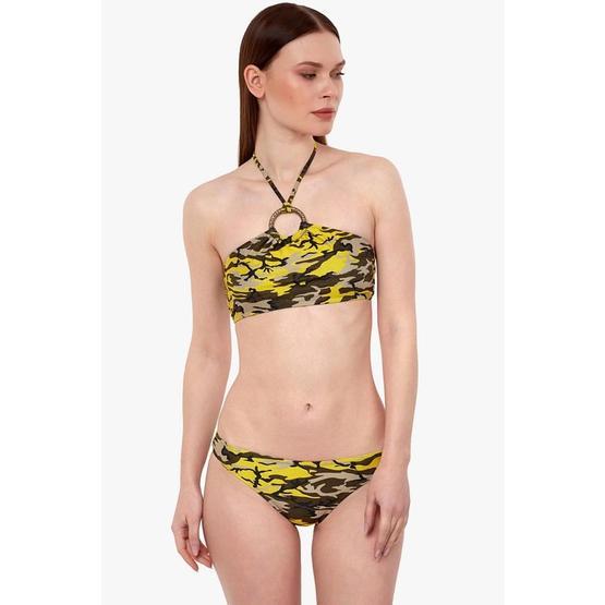Ayyıldız 9735 Kadın Sarı Kamuflaj Desenli Bikini Takımı